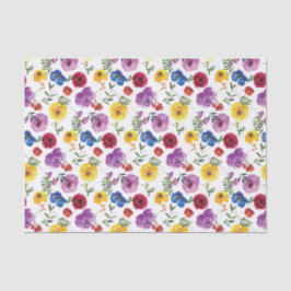 鮮やかな水彩花柄のギフトペーパー 薄葉紙