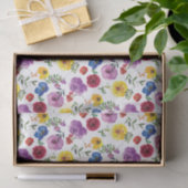 鮮やかな水彩花柄のギフトペーパー 薄葉紙 (ギフト)