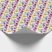 鮮やかな水彩花柄のギフト ラッピングペーパー (角)