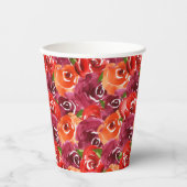 鮮やかな水彩花柄コラージュ 紙コップ (正面)