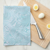 鮮やかな水色に絹のモアレ模様 キッチンタオル (四つ折り)