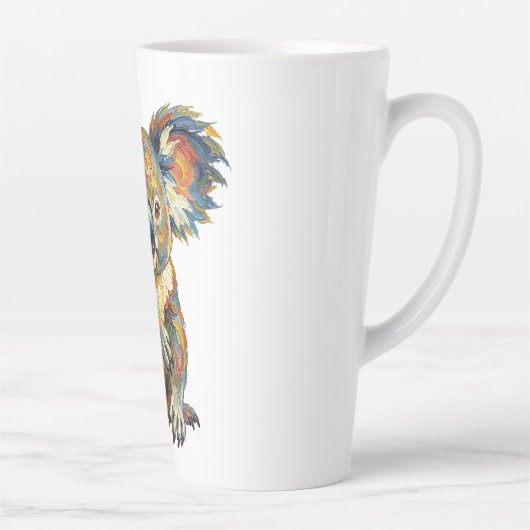 鮮やかな油絵スタイルのカラフルな厚塗りコアラ カフェラテマグ (右)