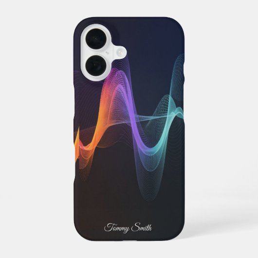 鮮やかな波の抽象デジタルアート iPhone 16ケース (裏面)