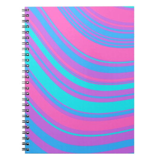 鮮やかな波状レトロパターン ノートブック (正面)