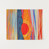 鮮やかな海の山の上の夕日 タペストリー (正面(横))