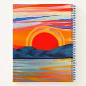 鮮やかな海の山の上の夕日 ノートブック (裏面)