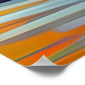 鮮やかな海の山の上の夕日 ポスター (角)