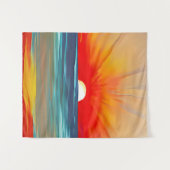 鮮やかな海サンセット（オレンジとブルー） タペストリー (正面(横))