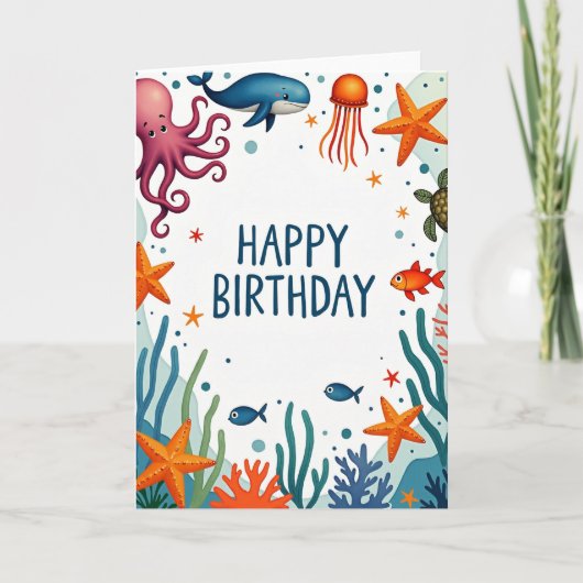 鮮やかな海洋の誕生日カード カード (正面)