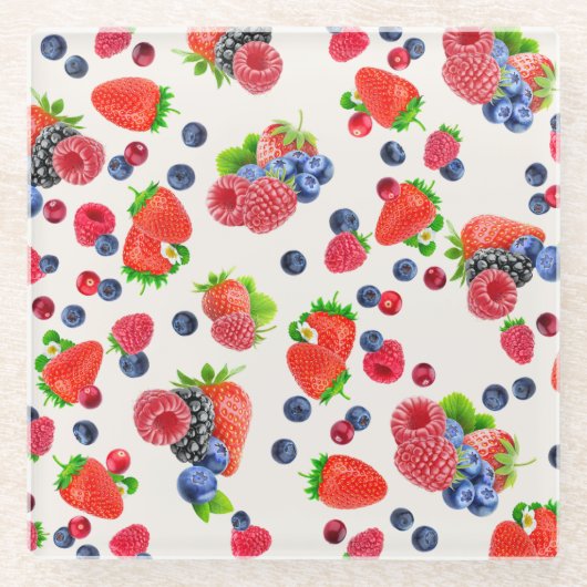 鮮やかな混合ベリーコースター ガラスコースター (正面)