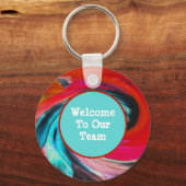 鮮やかな渦巻き絞り染め社員へようこそ キーホルダー (正面)