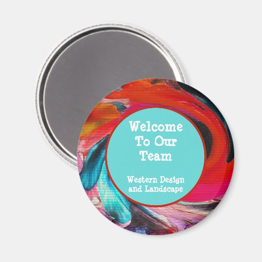 鮮やかな渦巻き絞り染め社員へようこそ マグネット (正面/裏面)
