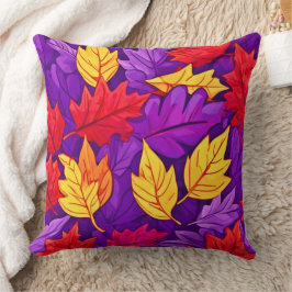 鮮やかな漫画離れの:紫、黄、赤 クッション