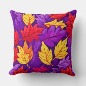 鮮やかな漫画離れの:紫、黄、赤 クッション (正面)