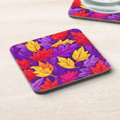 鮮やかな漫画離れの：紫、黄、赤 コースター (左側)