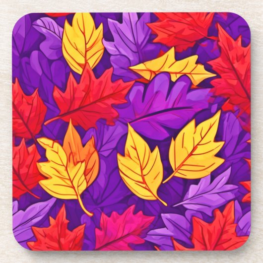 鮮やかな漫画離れの：紫、黄、赤 コースター (正面)