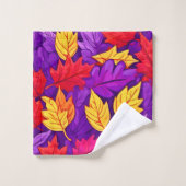 鮮やかな漫画離れの：紫、黄、赤 バスタオルセット (ウォッシュタオル)