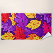鮮やかな漫画離れの:紫、黄、赤 ビーチタオル (正面)