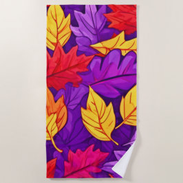 鮮やかな漫画離れの:紫、黄、赤 ビーチタオル