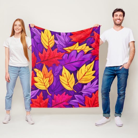 鮮やかな漫画離れの:紫、黄、赤 フリースブランケット (インサイチュ)