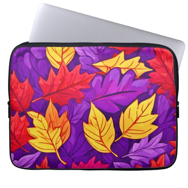 鮮やかな漫画離れの：紫、黄、赤 ラップトップスリーブ (正面)