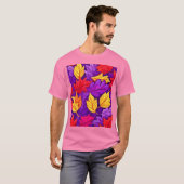 鮮やかな漫画離れの：紫、黄、赤 Tシャツ (正面フル)