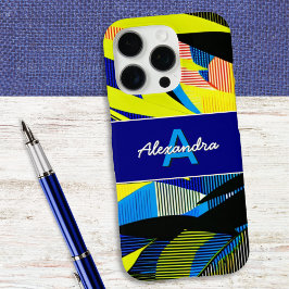 鮮やかな熱帯のヤシの葉のモノグラム iPhone 16 PROケース