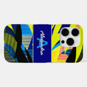 鮮やかな熱帯のヤシの葉のモノグラム Case-Mate iPhoneケース (裏面 (横))