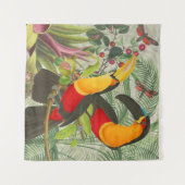 鮮やかな熱帯オオハシの鳥アート ジュングル タペストリー (正面(横))