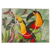 鮮やかな熱帯オオハシの鳥アート ジュングル ラージペーパーバッグ (裏面)