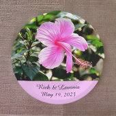 鮮やかな熱帯ピンクのハイビスカスパーソナライズされた ペーパープレート
