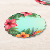 鮮やかな熱帯フローラの喜び ペーパーコースター (アングル)