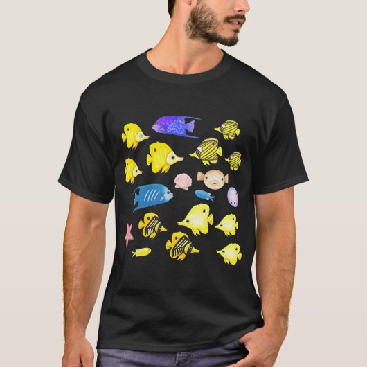 鮮やかな熱帯魚の水彩画 Tシャツ (正面)