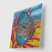 鮮やかな熱帯魚II スクエア壁時計 (傾斜)