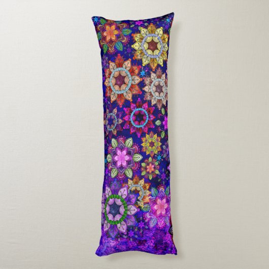 鮮やかな爆発の水彩画の曼荼羅 ボディピロー (裏面 (縦))