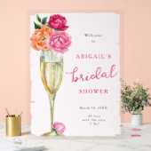 鮮やかな牡丹のシャンパングラス ウェディングシャワー ペイント アクリルサイン (ウェディング)