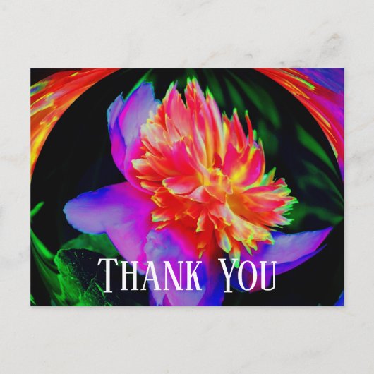 鮮やかな牡丹の抽象的な花の感謝のポストカード ポストカード (正面)