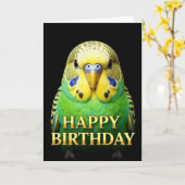 鮮やかな特写 インコの誕生日カード カード (黄色い花)