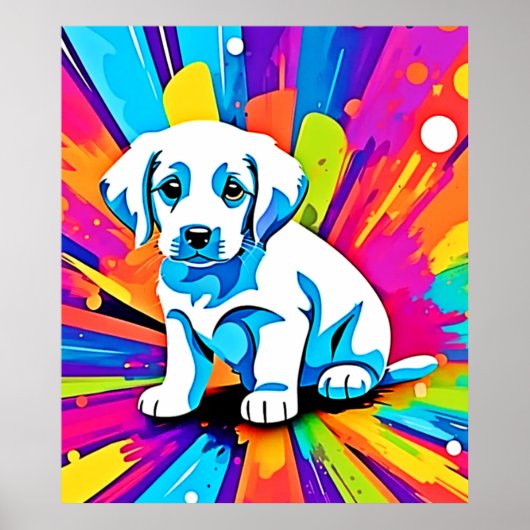 鮮やかな犬のアート作品 ポスター (正面)