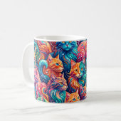 鮮やかな猫の夢の世界 - サイケデリック・ボホー コーヒーマグカップ (正面左)