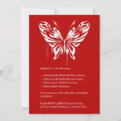 鮮やかな現代の蝶のイラストが、お誕生日のお祝いにエレガンスを添える、モダンアートの蝶の誕生日コレクシ 招待状 (裏面)