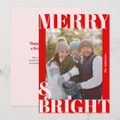 鮮やかな現代の赤と白の楽しいクリスマス写真 シーズンカード (正面/裏面)