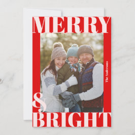 鮮やかな現代の赤と白の楽しいクリスマス写真 シーズンカード