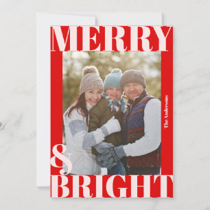 鮮やかな現代の赤と白の楽しいクリスマス写真 シーズンカード