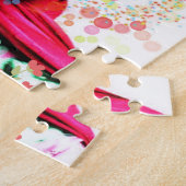 鮮やかな現代民俗スタイルの花の肖像画アート ジグソーパズル (側面)