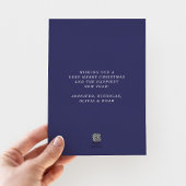 鮮やかな現代的なネイビーブルーの写真が飾られたクリスマスゴールド 箔シーズンカード