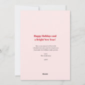 鮮やかな現代的な赤と白の楽しいクリスマス写真 シーズンカード (裏面)