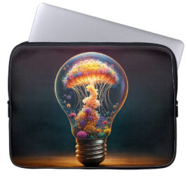 鮮やかな生物発光のクラゲが電気のような輝きを放つ ラップトップスリーブ