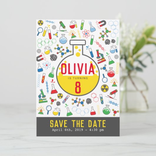 鮮やかな男女問わない理科試験管 招待状 (スタンド正面)
