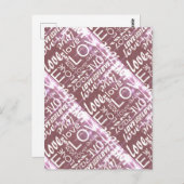 鮮やかな白とピンクのクラシック愛の言葉 ポストカード (正面/裏面)